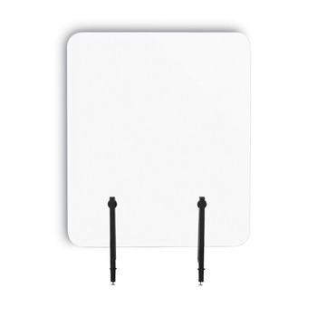 MasterVision Protector Series 23.6 in. x 0.16 in. x 35.4 in. Frameless Glass Desktop Divider - Clear/Aluminum (1/Carton)