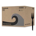 Cutlery | Boardwalk BWKFORKHWPSBIW Heavyweight Wrapped Polystyrene Fork Cutlery - Black (1000/Carton) image number 2