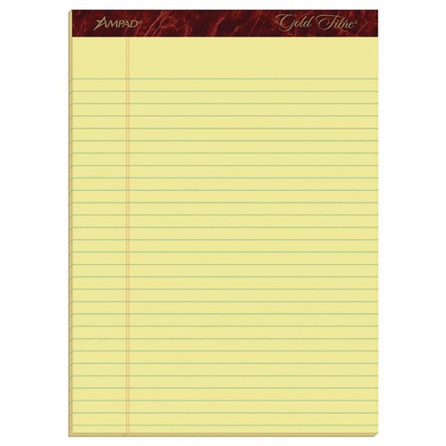 Office Jansan | Ampad 20-032R Gold Fibre 8.5 in. x 11.75 in. Quality Writing Pads - Wide/Legal, Canary-Yellow (4/Pack) image number 0