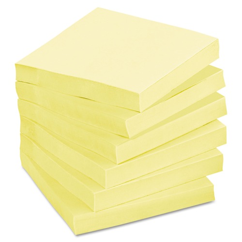  | Post-it Greener Notes 654-RP-YW 3 in. x 3 in. Original Recycled Note Pads - Canary Yellow (100 Sheets/Pad, 12 Pads/Pack) image number 0