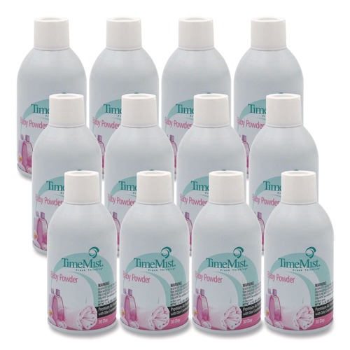 Odor Control | TimeMist 1042686 5.3 oz. Aerosol Premium Metered Air Freshener Refills - Baby Powder Scent (12/Carton) image number 0