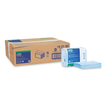 Tork 11.75 x 14.75 1-Ply Small Pack Foodservice Cloth - Blue/White/Unscented (4/Carton)