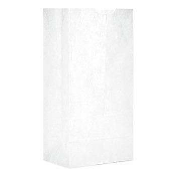 Ross & Wallace Paper Products 5 in. x 3.13 in. x 9.88 in. #4 Size Grocery Paper Bags - White (500/Bundle)