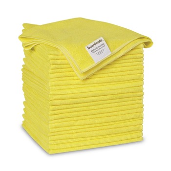 Boardwalk 16 in. x 16 in. Microfiber Cleaning Cloths - Yellow (24/Pack)