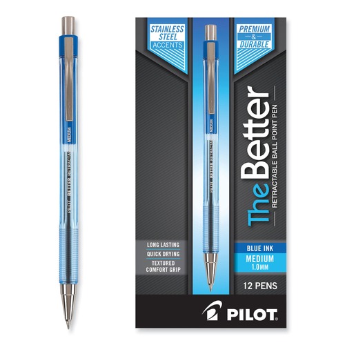 Bulk Savings Pricing 1 | Pilot 30006 Better Medium 1 millimeter Retractable Ballpoint Pen - Blue Ink/Translucent Blue Barrel (1-Dozen) image number 0