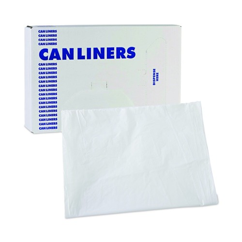 Office Jansan | Boardwalk H7658EWK 38 in. x 58 in. 60 gal. 0.7 mil Linear Low Density Industrial Can Liners - White (100/Carton) image number 0