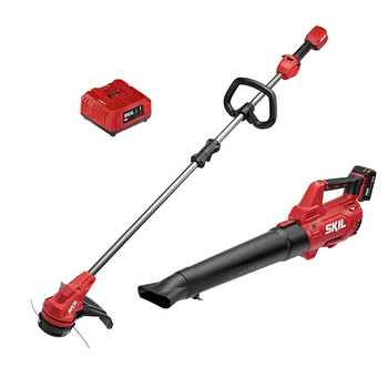 Skil 20V PWRCORE20 Brushless Lithium-Ion 13 in. Cordless String Trimmer and 400 CFM Leaf Blower Combo Kit (4 Ah)