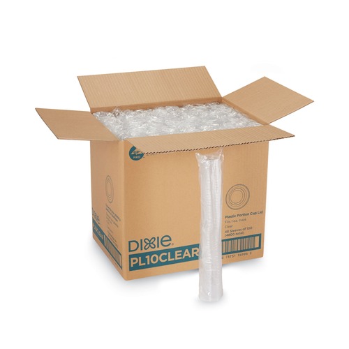 Food Service | Dixie PL10CLEAR Plastic Portion Cup Lid Fits 1 oz. Portion Cups - Clear (4800/Carton) image number 0