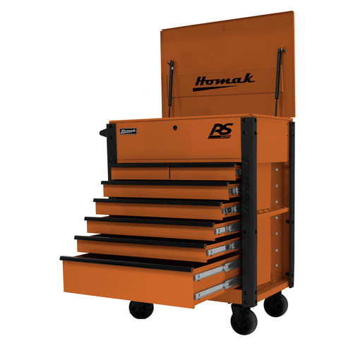 Tool Carts | Homak OG06035247 35 in. 7-Drawer Flip-Top Service Cart - Orange image number 0