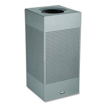Rubbermaid Commercial 16 gal. Designer Line Silhouettes Steel Waste Receptacle - Silver Metallic