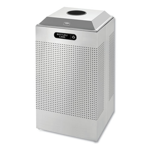 Rubbermaid Commercial FGDCR24CSM 29 gal. Silhouette Can/Bottle Square Steel Recycling Receptacle - Silver image number 0