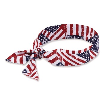 Ergodyne Chill-Its 6700 Cooling Bandana Polymer Tie Headband, One Size Fits Most, Stars and Stripes