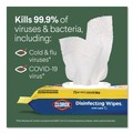 Cleaning Cloths | Clorox 31404 8 in. x 7 in. 1-Ply Easy Pull Pack Disinfecting Wipes - Lemon Scent White (6 Boxes/Carton) image number 8