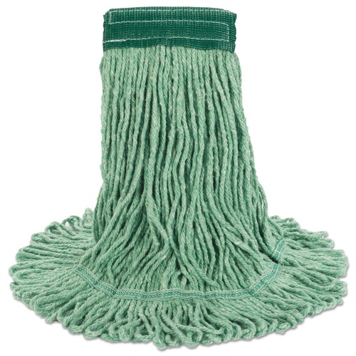 Mops | Boardwalk BWK502GNCT 5 in. Super Loop Cotton/Synthetic Fiber Wet Mop Head - Medium, Green (12/Carton) image number 0