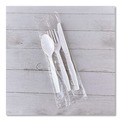 Food Service | Boardwalk BWK3KITHVYWH 3-Piece Polystyrene Fork/Knife/Teaspoon Cutlery Kit - White (250/Carton) image number 4