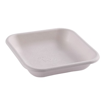 Eco-Products 9.9 oz 5 x 5 x 1 Vanguard Worldview Renewable and Compostable Sugarcane Take-Out Containers - White (800/Carton)
