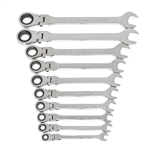 Ratcheting Wrenches | GearWrench 85893 10-Piece SAE Flex-Head Ratcheting Combination Wrench image number 0
