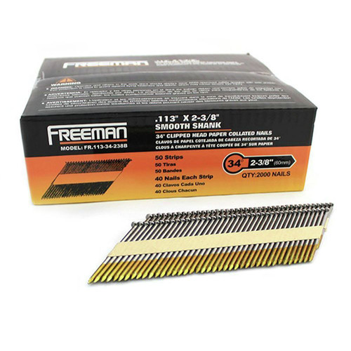 Nails | Freeman FR.113-34-238B Freeman 2-3/8 in. Clipped Head Paper Collated Brite Finish Framing Nails image number 0
