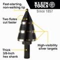 Klein Tools KTSB15 7/8 in. to 1-3/8 in. #15 Double Fluted Step Drill Bit image number 1