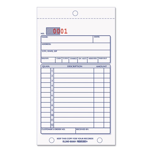 Office Jansan | Rediform 5L240 3.63 in. x 6.38 in. 12 Lines 2-Part Carbonless Sales Book image number 0