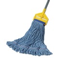 Mops | Boardwalk BWK504BL 5 in. Super Loop Cotton/Synthetic Fiber Wet Mop Head - X-Large, Blue (12/Carton) image number 2