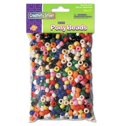 Customer Appreciation Sale - Save up to $60 off | Creativity Street PAC3552 6 mm. x 9 mm. Plastic Pony Beads - Assorted Primary Colors (1000/Pack) image number 0