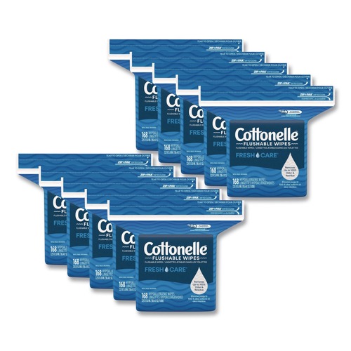 Cleaning & Disinfecting Wipes | Cottonelle 41777 5 in. x 7.25 in. 1-Ply Fresh Care Flushable Cleansing Cloths - White (8/Carton) image number 0