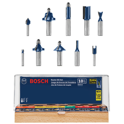 Bits and Bit Sets | Bosch RBS010 All-Purpose Professional Carbide-Tipped 10-Piece Router Bit Set image number 0