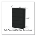  | Alera 25513 42 in. x 18.63 in. x 67.63 in. 5 Legal/Letter/A4/A5 Size Lateral File Drawers - Black image number 7