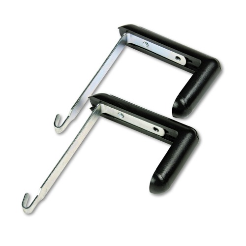 Office Jansan | Quartet 7502 Adjustable Cubicle Hangers for 1.5 in. - 3 in. Thick Partition Walls - Aluminum/Black (2/Set) image number 0