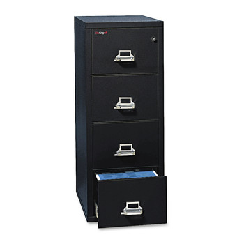 FireKing 4-1831-CBL 17.75 in. x 31.56 in. x 52.75 in. UL 350 Degree for Fire Four-Drawer Vertical Letter File Cabinet - Black