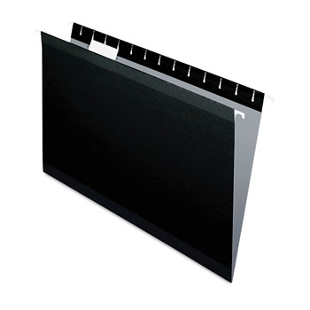 Pendaflex 04153 1/5 BLA 1/5-Cut Tabs Colored Reinforced Hanging Legal Folders - Black (25/Box)