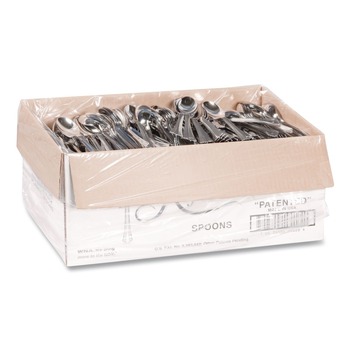 WNA 6 1/4 in. Reflections Design Heavyweight Plastic Spoons - Silver (600/Carton)