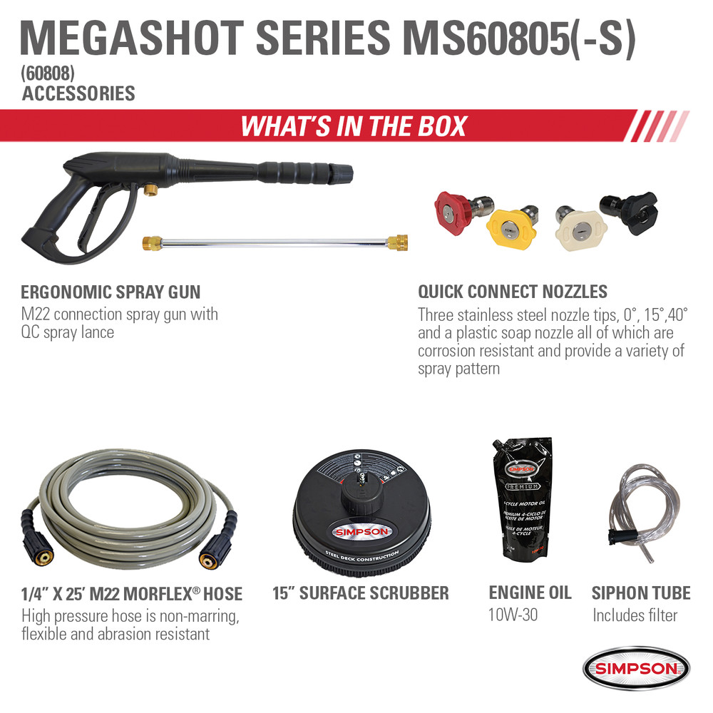Simpson 60808 MegaShot 3000 PSI 2.4 GPM Premium Gas Pressure Washer
