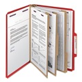 File Folders | Smead 14095 8 SafeSHIELD Fasteners 3 Dividers Letter Size Eight-Section Pressboard Top Tab Classification Folders - Bright Red (10/Box) image number 2