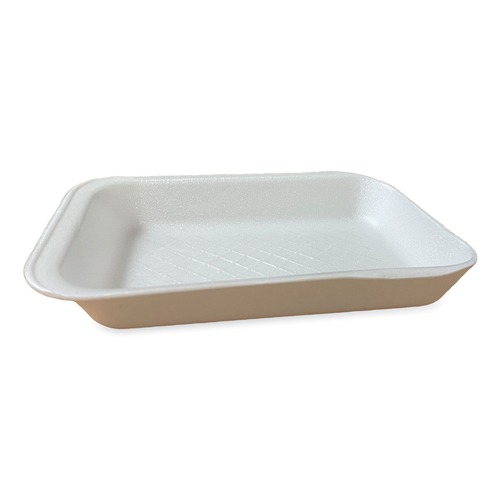 Food Service | GEN 2DWH 8.56 in. x 6.1 in. x 1.2 in. No. 2D Foam Meat Trays - White (500/Carton) image number 0