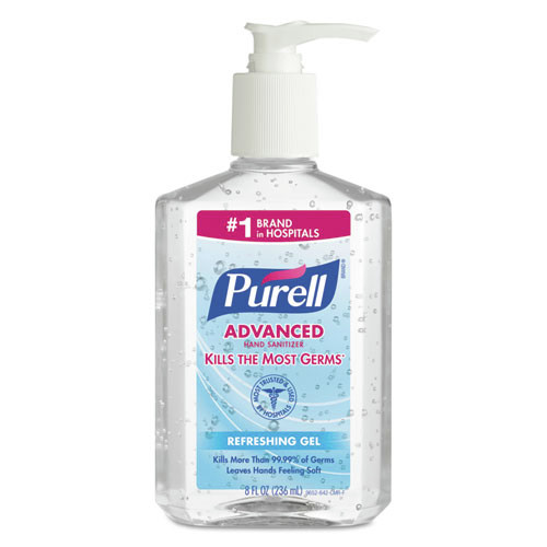 PURELL 9652-12 8 oz. Pump Bottle Clean Scent Advanced Refreshing Gel Hand Sanitizer image number 0