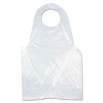 AmerCareRoyal 28 in. x 46 in. 1 mil Heavyweight Poly Aprons - One Size Fits All/White (500/Carton)