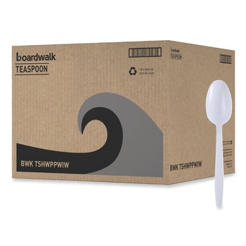 Boardwalk Heavyweight Wrapped Polypropylene Teaspoon Cutlery - White (1000/Carton)