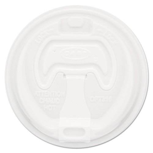Cups and Lids | Dart 16RCL Optima Reclosable Lids for 12 - 24 oz. Foam Cups - White (100/Pack) image number 0