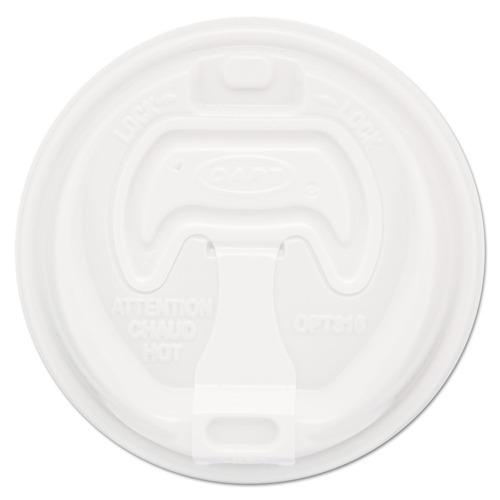 Cups and Lids | Dart 16RCL Optima Reclosable Lids for 12 - 24 oz. Hot Cups - White (100/Pack) image number 0