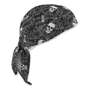 Ergodyne Chill-Its 6615 One Size Fits Most High-Performance Bandana Doo Rag with Terry Cloth Sweatband - Skulls