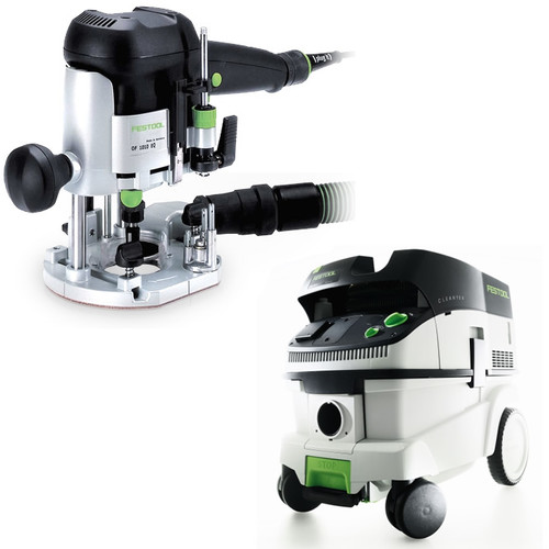 Plunge Base Routers | Festool OF 1010 EQ Plunge Router with CT 26 E 6.9 Gallon HEPA Mobile Dust Extractor image number 0