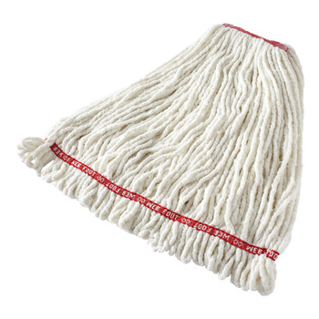 Rubbermaid Commercial Web Foot Cotton/Synthetic 1 in. Headband Shrinkless Looped-End Wet Mop Head - Large, White