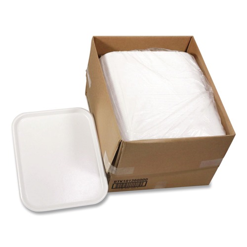 Food Trays, Containers, and Lids | Pactiv Corp. BTK101360000 18 in. x 14 in. Laminated Foam Serving Tray - White (100/Carton) image number 0