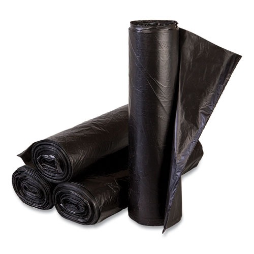 Trash Bags | Inteplast Group EC242406K 10 gal. 24 in. x 24 in. 6 microns High-Density Commercial Can Liners - Black (1000/Carton) image number 0