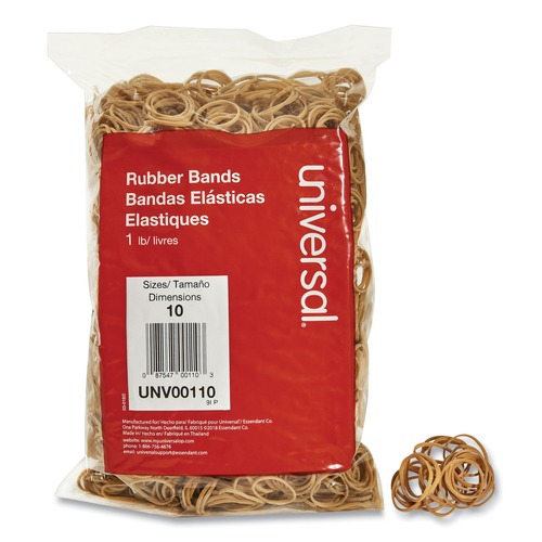 Office Jansan | Universal UNV00110 0.04 in. Gauge Size 10 Rubber Bands - Beige (3400/Pack) image number 0