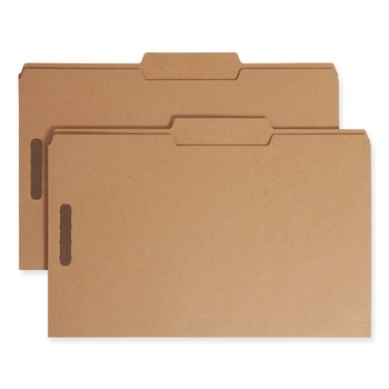 Smead 0.75 in. Expansion 2/5-Cut Top Tab 17-pt Kraft Fastener Folders, 2 Fasteners - Legal Size/Kraft (50/Box)