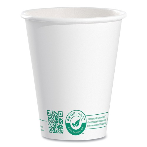 Food Service | SOLO 378PLA-PLANET 8 oz. Compostable Paper Hot Cups - White/Green (50/Pack) image number 0