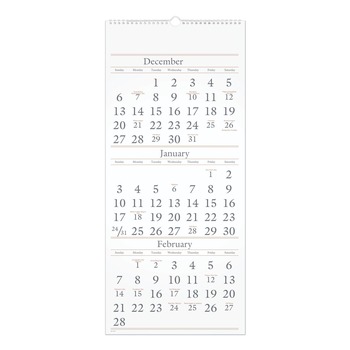 AT-A-GLANCE 14-Month: Dec 2025 to Feb 2027 12 in. x 27 in. 3-Month Reference Wall Calendar - White Sheets